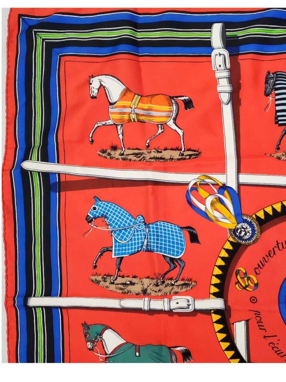 Hermes VTG Silk Scarf Carre 90 "Couvertures et Tenues de Jour" Red Silk Scarf - Picture 5 of 9